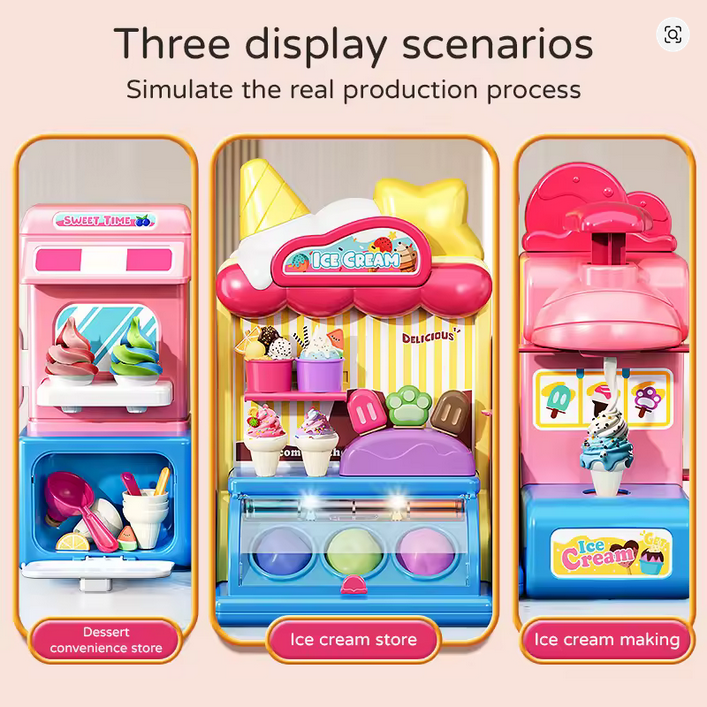 ce Cream Play Dough Machine Toy – Music & Light Pretend Food Set