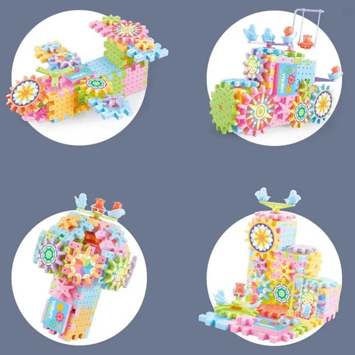 Electric Spinning Building Blocks – 166-Piece Interactive Construction Toy