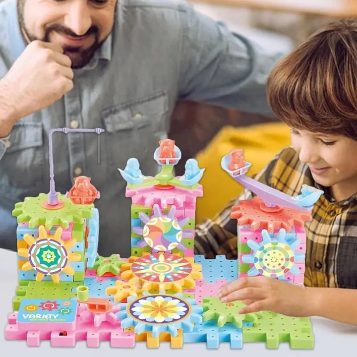 Electric Spinning Building Blocks – 166-Piece Interactive Construction Toy